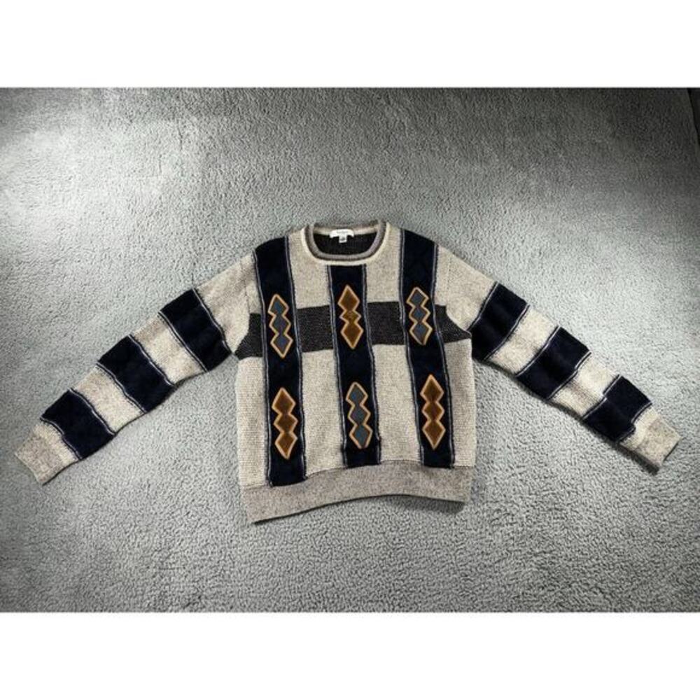 Vintage Turnbury Wool Sweater Men 44 XL Grandpa 90s 80s‎ Cosby Retro Abstract